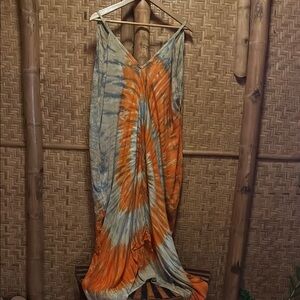 Asymmetrical Tie-Dye Dress in Orange and gray Made in Hawaii